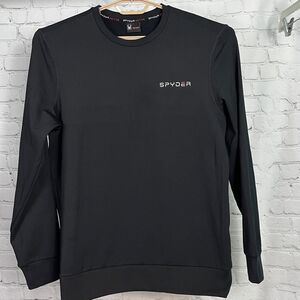 Spyder Active Black Fleece Lined Crew Neck Underlayer Winter top Medium skiing